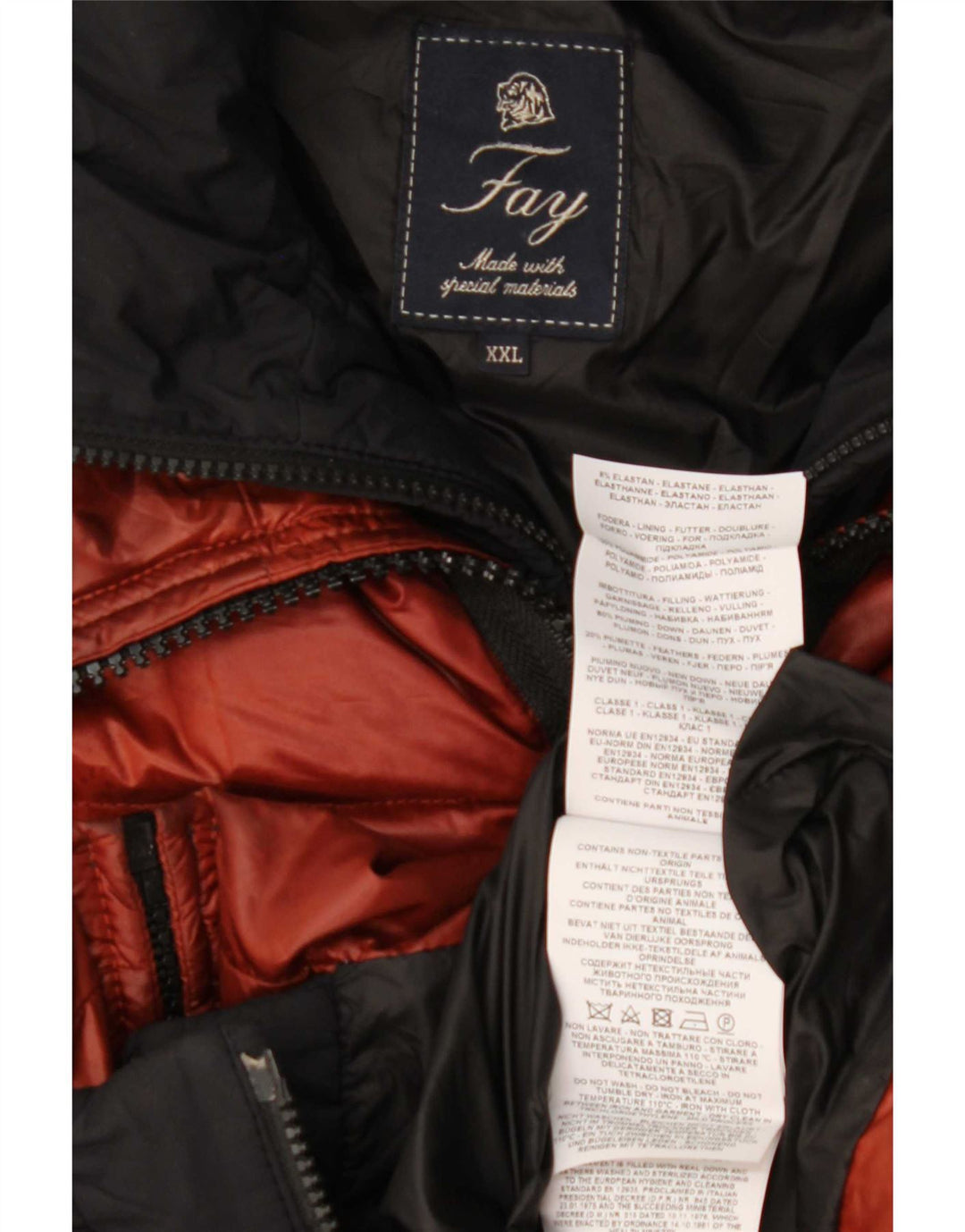 Giacca imbottita con cappuccio da uomo Fay UK 44 2XL Poliammide color block rosso