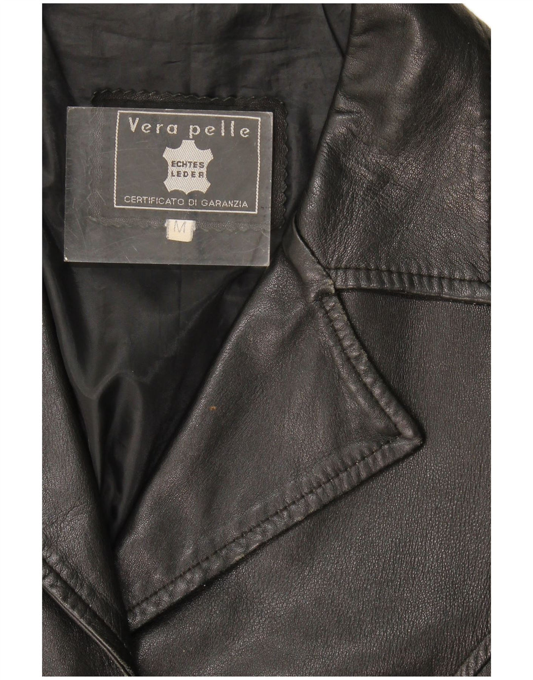Giacca in pelle da donna vintage UK 14 in pelle nera media