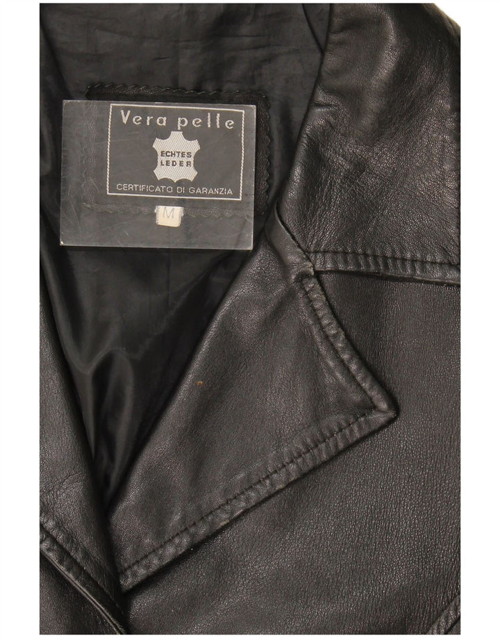 Giacca in pelle da donna vintage UK 14 in pelle nera media