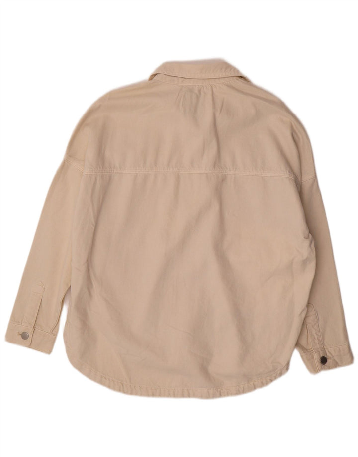 Camicia in denim oversize da donna Zara UK 10 piccola in cotone beige