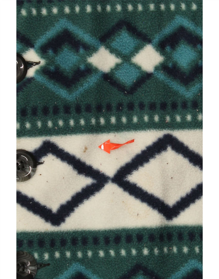 Gilet in pile da donna vintage UK 14 verde medio argyle/diamante retrò