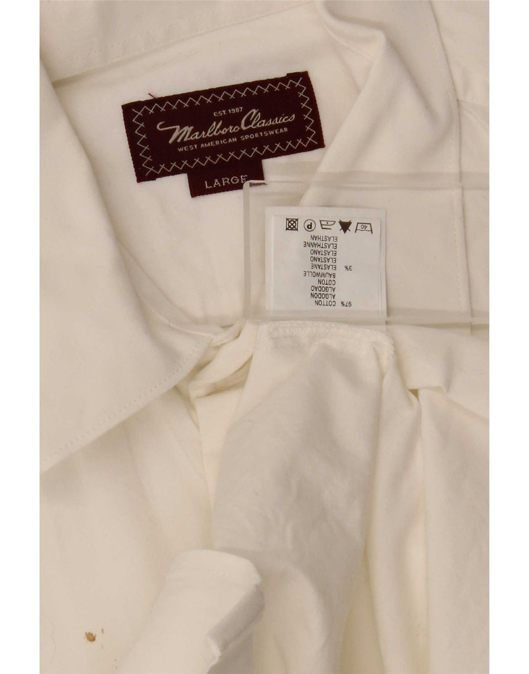 Camicia da uomo Marlboro Classics Large in cotone bianco