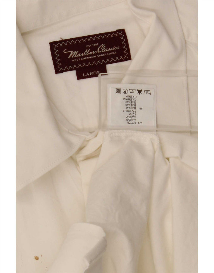 Camicia da uomo Marlboro Classics Large in cotone bianco