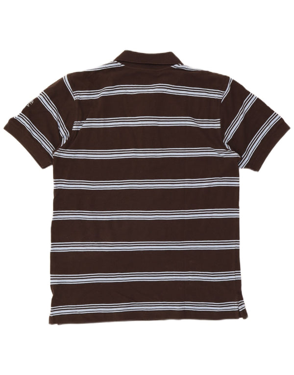 Slam Mens Polo Shirt Large Brown Striped Cotton