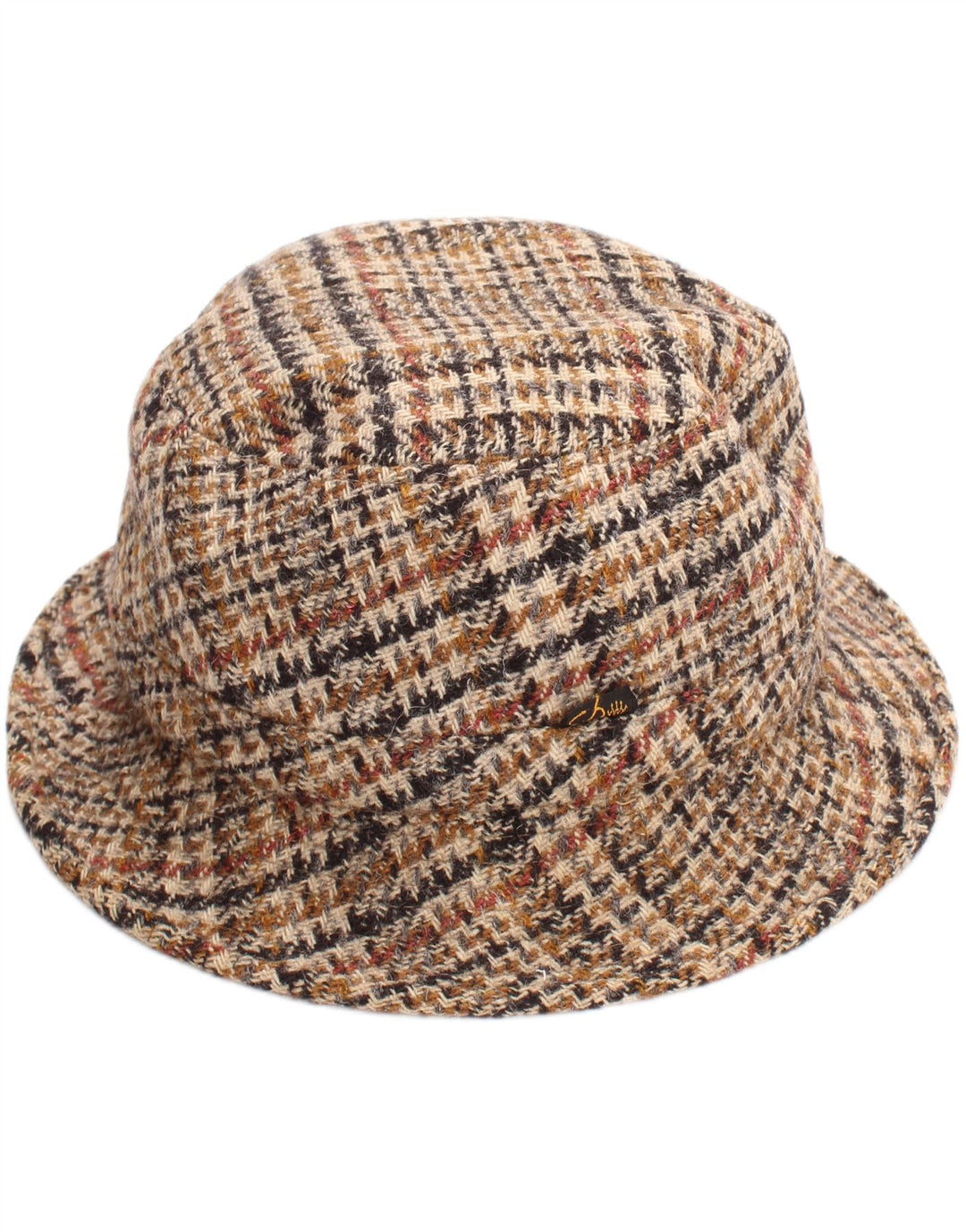Cappello da pescatore vintage da uomo grande classico pied de poule beige