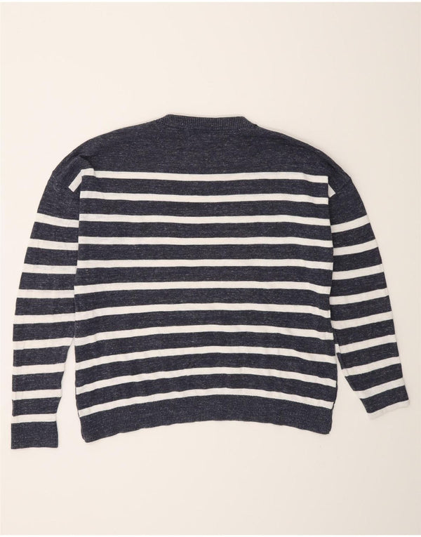 Maglione maglione con scollo a barca da donna Fat Face UK 10 piccolo a righe blu navy