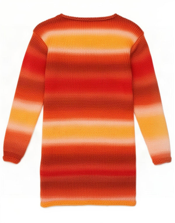 Maglione maglione vintage da donna con scollo a barca UK 12 a righe multicolori medie