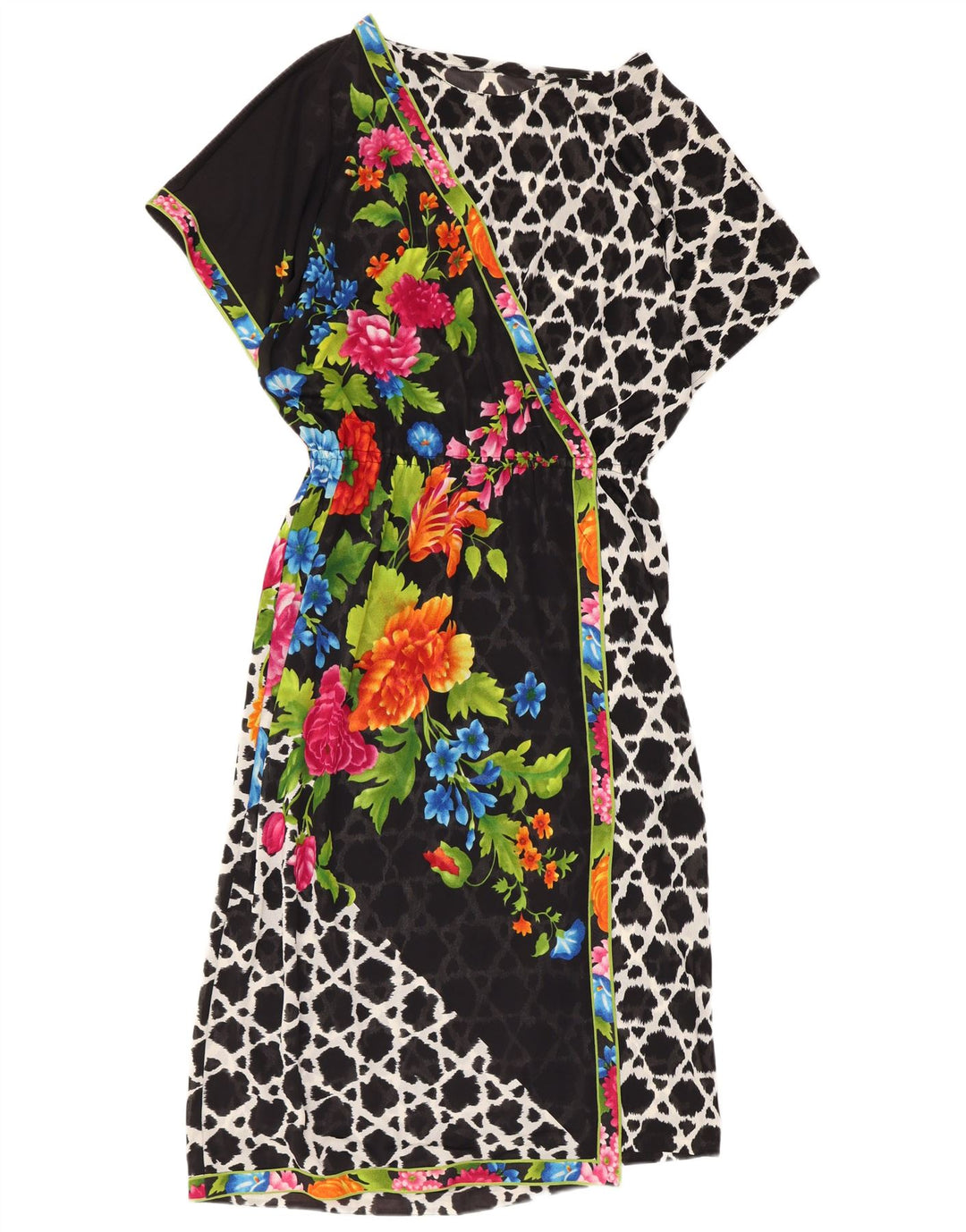 Abito tubino vintage da donna UK 14 medio floreale multicolore