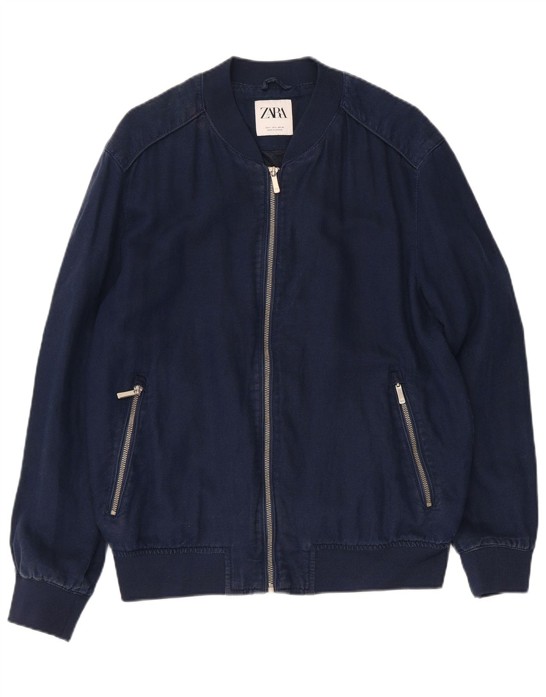 Giubbotto bomber da uomo ZARA UK 40 grande poliestere blu navy