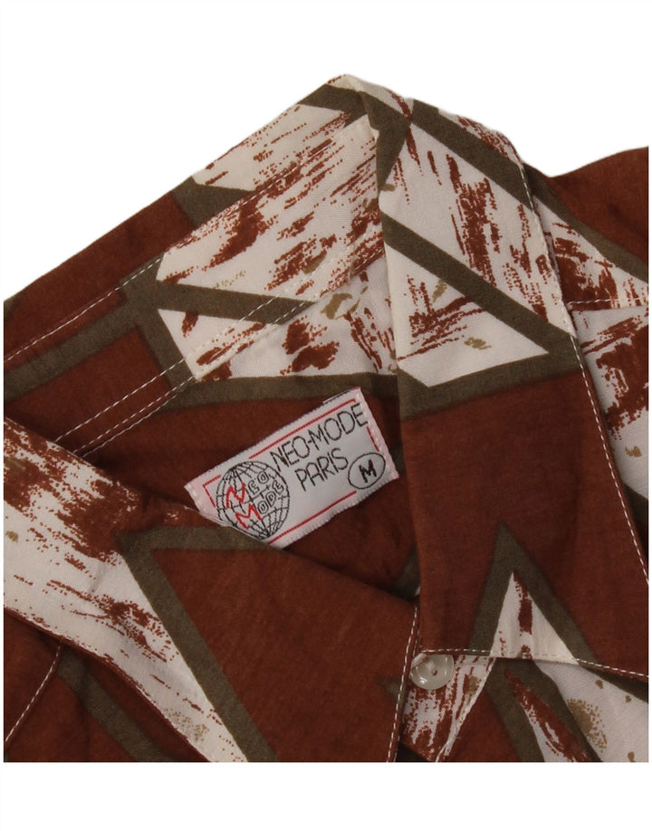 Camicia vintage da uomo marrone medio geometrica
