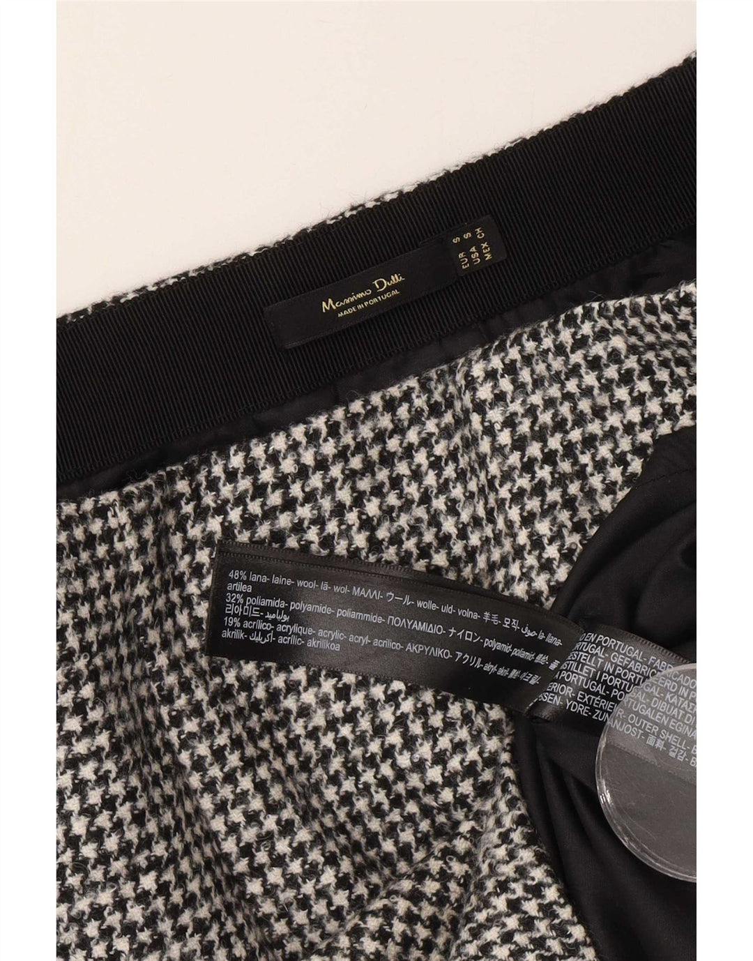 Minigonna da donna Massimo Dutti piccola W26 in lana pied de poule nera