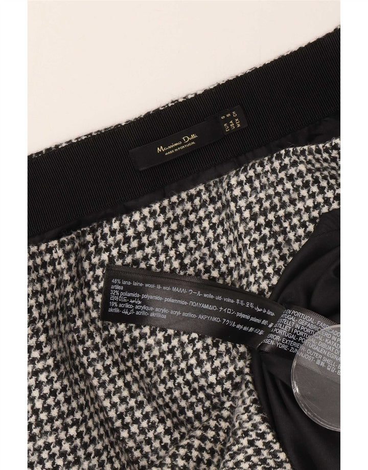 Minigonna da donna Massimo Dutti piccola W26 in lana pied de poule nera