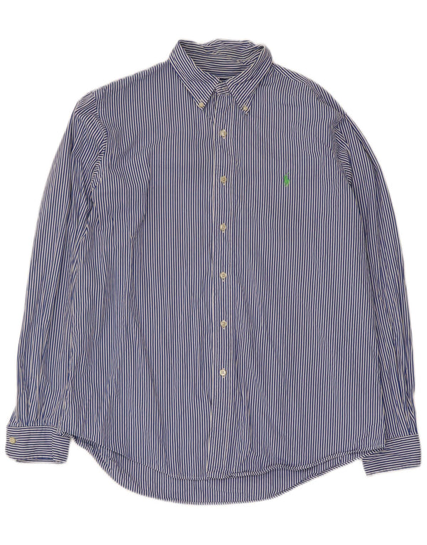 Polo Ralph Lauren Mens Custom Fit Shirt Size 42 16 1/2 Large Blue Pinstripe