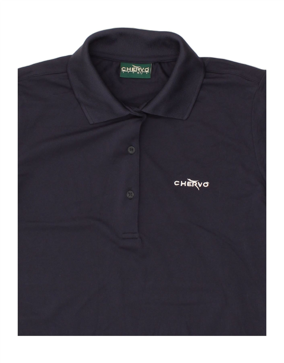 CHERVO Womens Polo Shirt UK 10 Small Navy Blue Polyamide Vintage Chervo and Second-Hand Chervo from Messina Hembry 