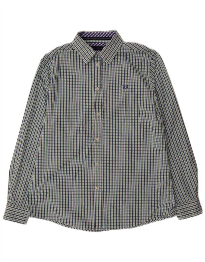 Crew Clothing Camicia da uomo dalla vestibilità classica in cotone a quadretti verde medio