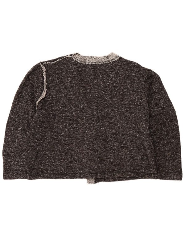 Maglione cardigan corto da donna Zara UK 16 grande cotone chiazzato grigio