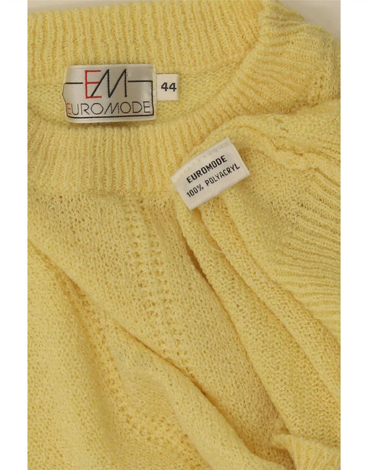 Maglione maglione girocollo a maniche corte da donna Euro Mode IT 44 Giallo medio