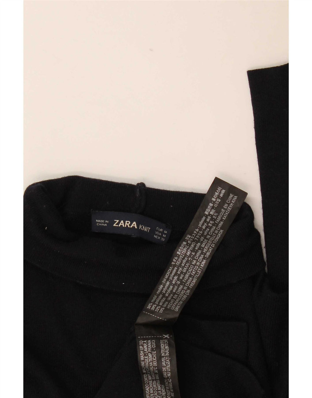 Top Blusa Donna Zara UK 12 Medio Blu Navy Modal