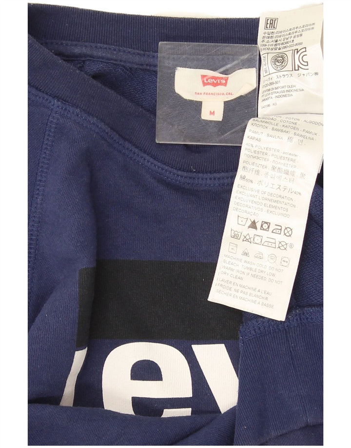 Levi's Felpa con grafica da donna Maglione UK 14 Cotone medio blu navy