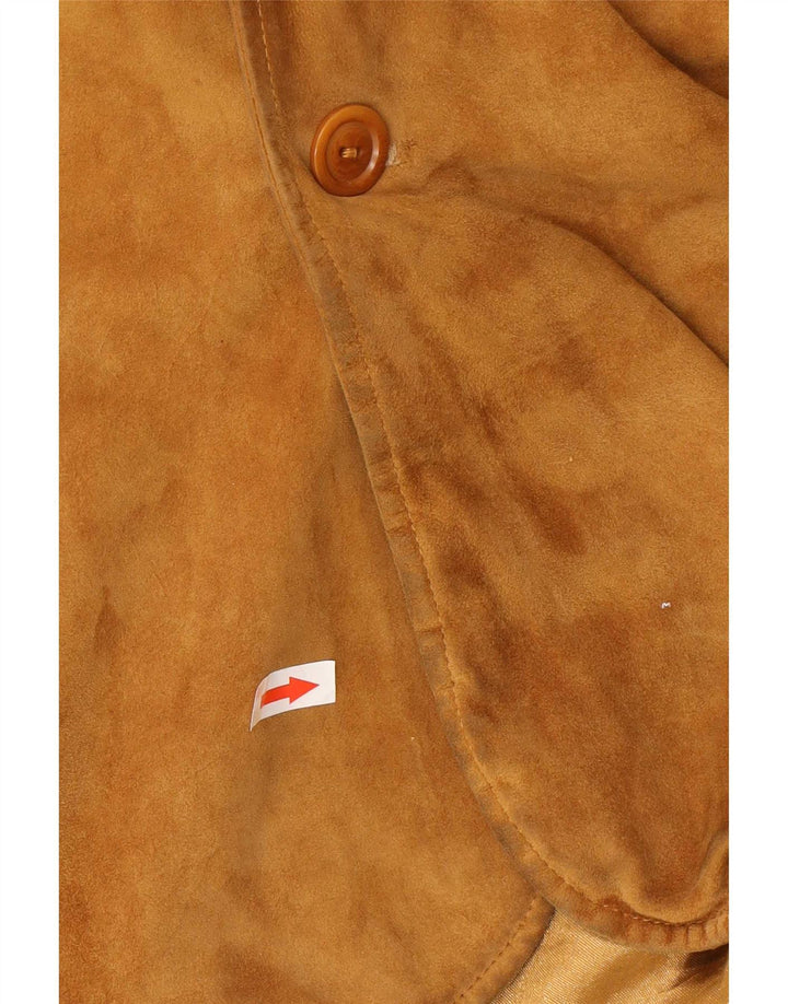 Giacca vintage in pelle scamosciata da uomo IT 46 piccola in pelle marrone