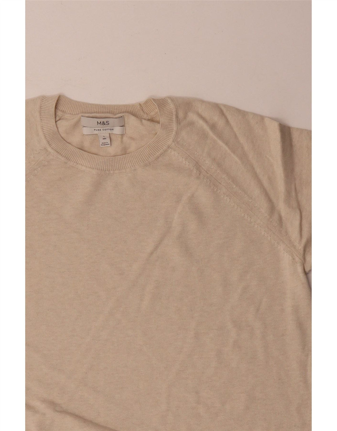 Maglione maglione girocollo da uomo Marks & Spencer grande cotone beige