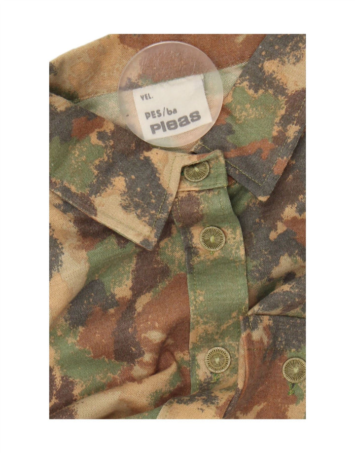 PLEASE Womens Military Shirt UK 14 Medium Green Camouflage Vintage Please and Second-Hand Please from Messina Hembry 
