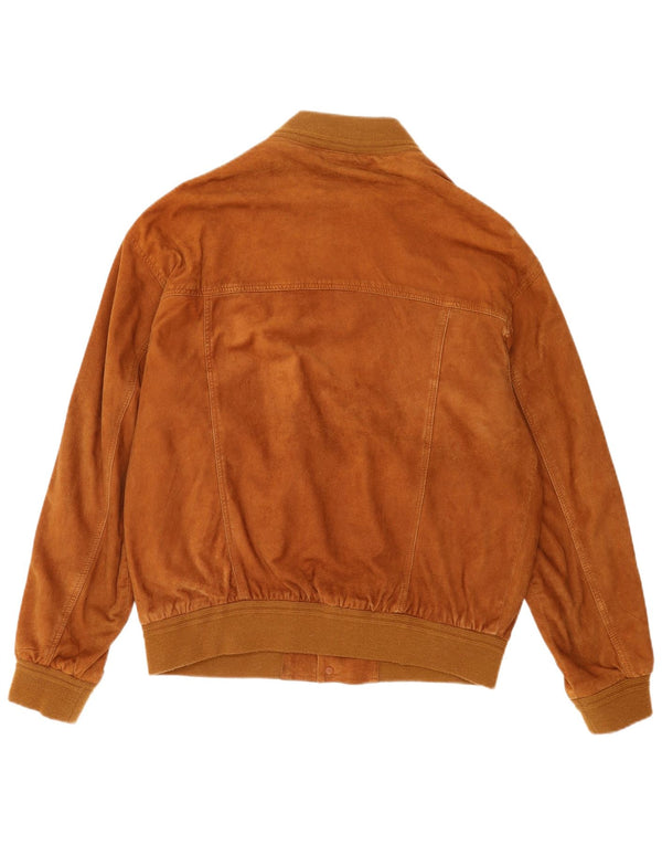 Giubbotto bomber in pelle scamosciata vintage da uomo UK 40 grande in pelle marrone
