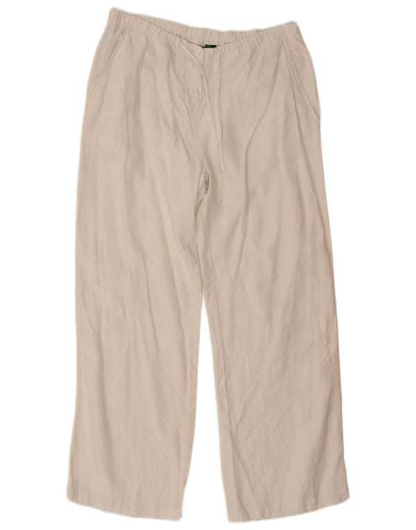 Boden Womens Straight Chino Trousers UK 12 Medium W30 L29 White Linen