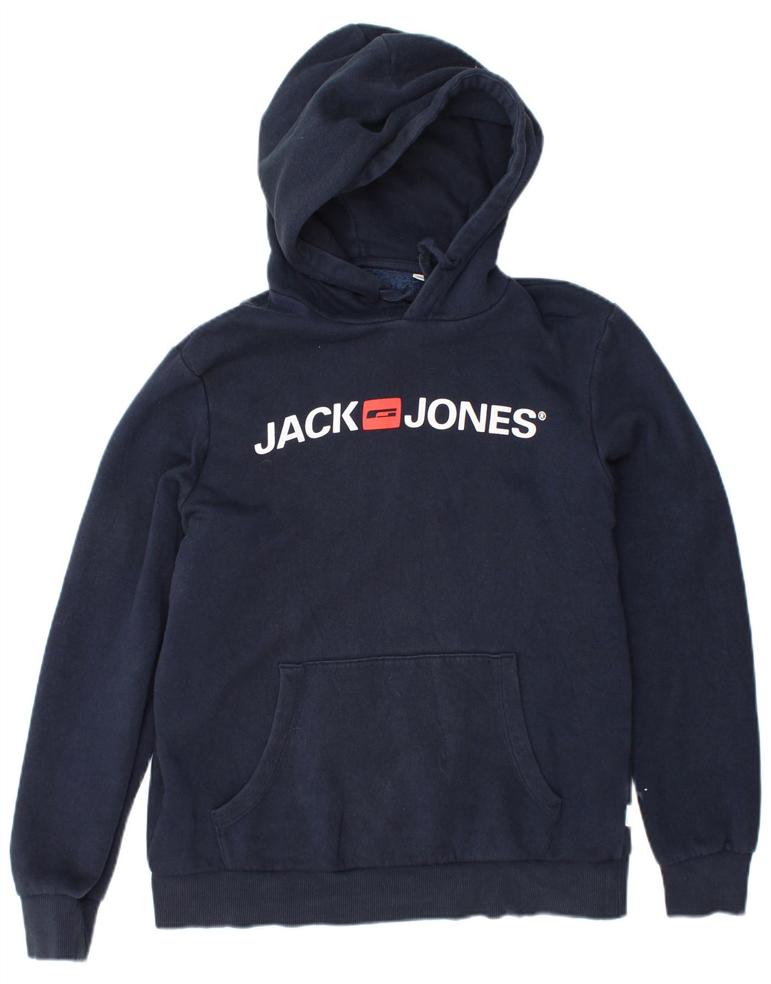 JACK & JONES Felpa con cappuccio grafica da uomo in cotone medio blu navy