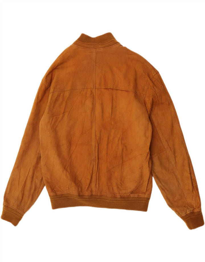 Giubbotto bomber in pelle scamosciata da uomo Green Leaves IT 54 2XL Pelle beige