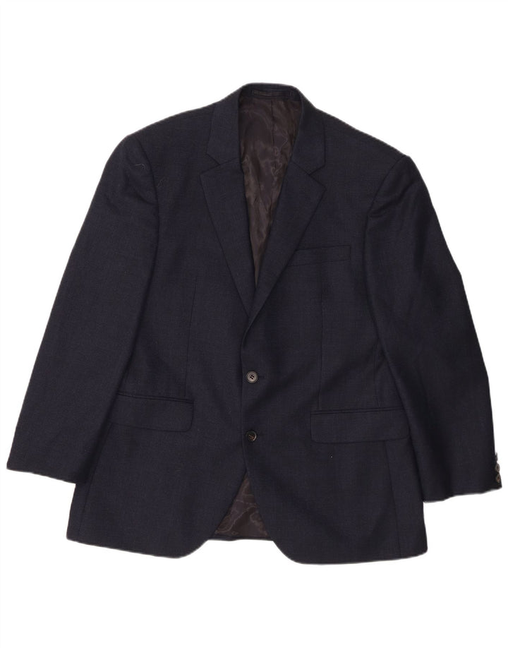 Giacca blazer da uomo a 2 bottoni JAEGER UK 40 grande in lana blu navy