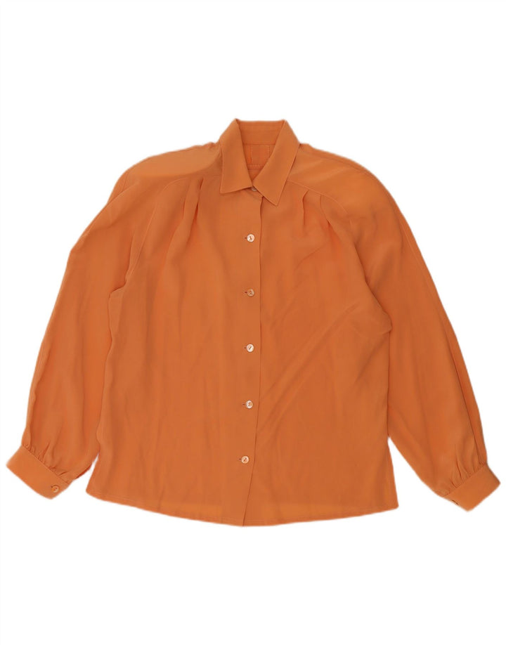 Camicetta camicia vintage da donna UK 12 arancione medio