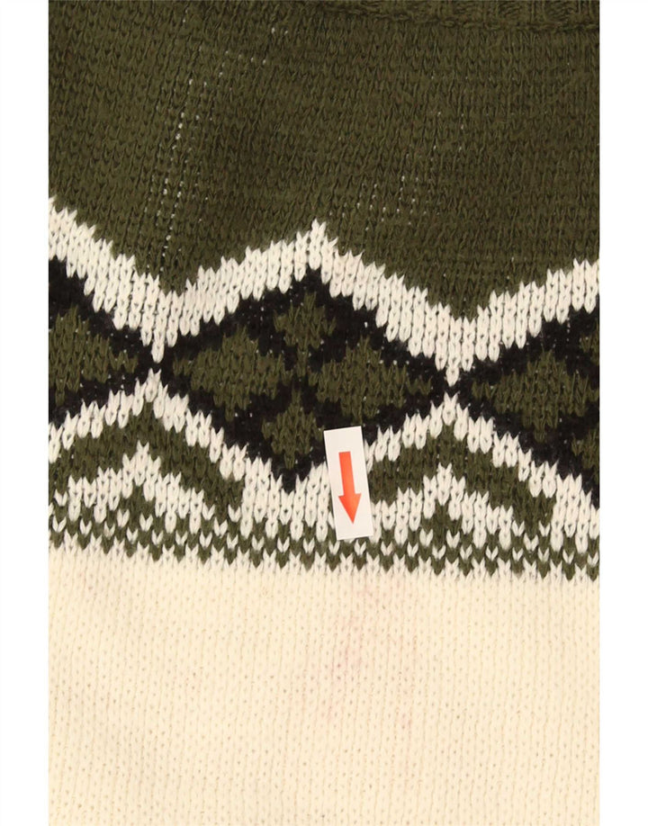 Maglione da uomo vintage con collo alto e grafica grande geometrica verde