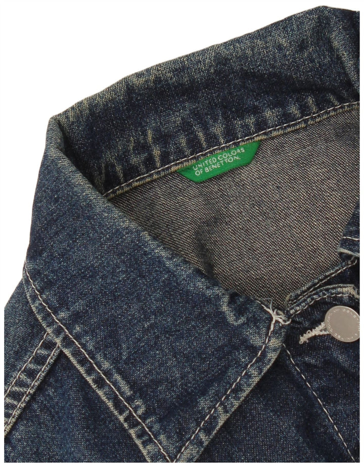 Giacca in denim corto da donna Benetton UK 10 piccolo cotone blu