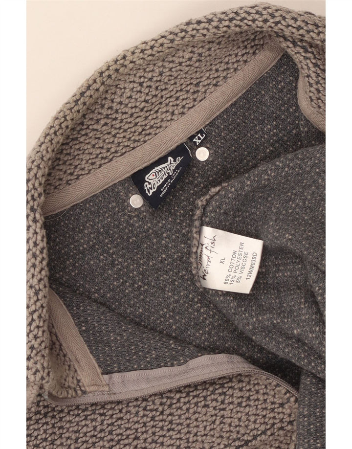 WEIRD FISH Felpa da uomo con zip e collo maglione XL cotone grigio