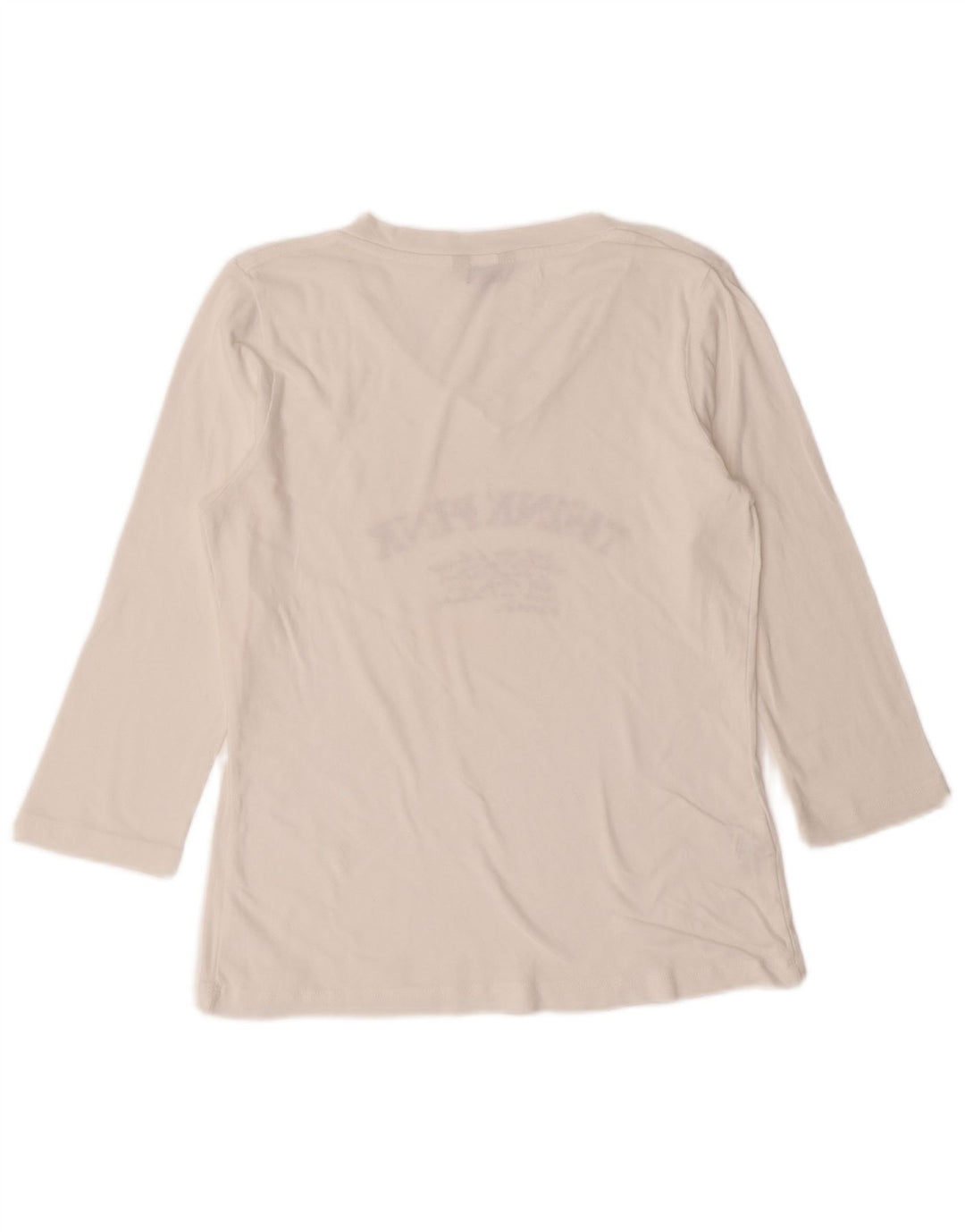 THINK PINK Womens Graphic Top 3/4 Sleeve UK 12 Medium White Cotton