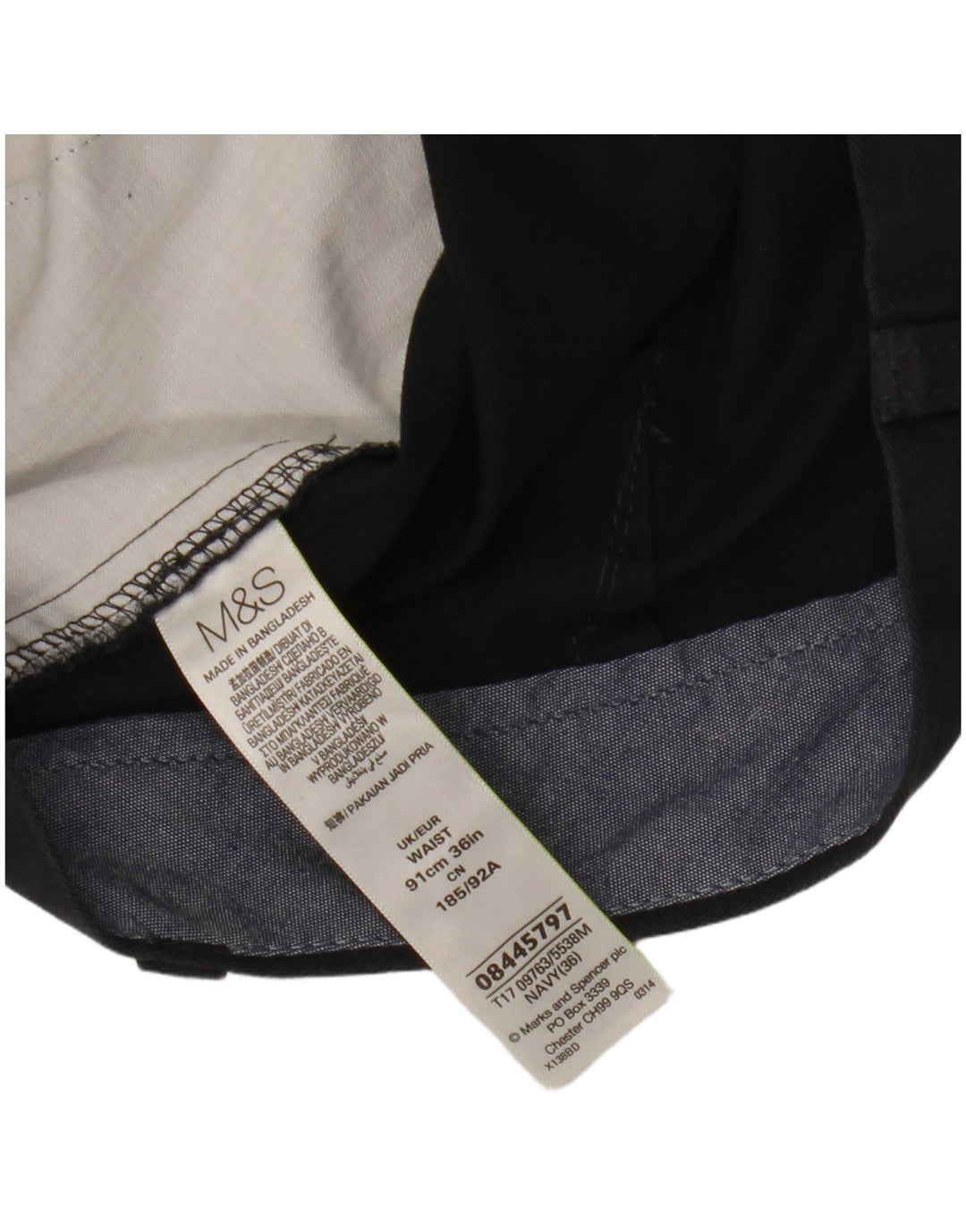 Pantaloncini chino da uomo Marks & Spencer W36 grandi in cotone blu navy