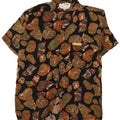 Camicia a maniche corte da uomo vintage con motivo astratto in viscosa nera media