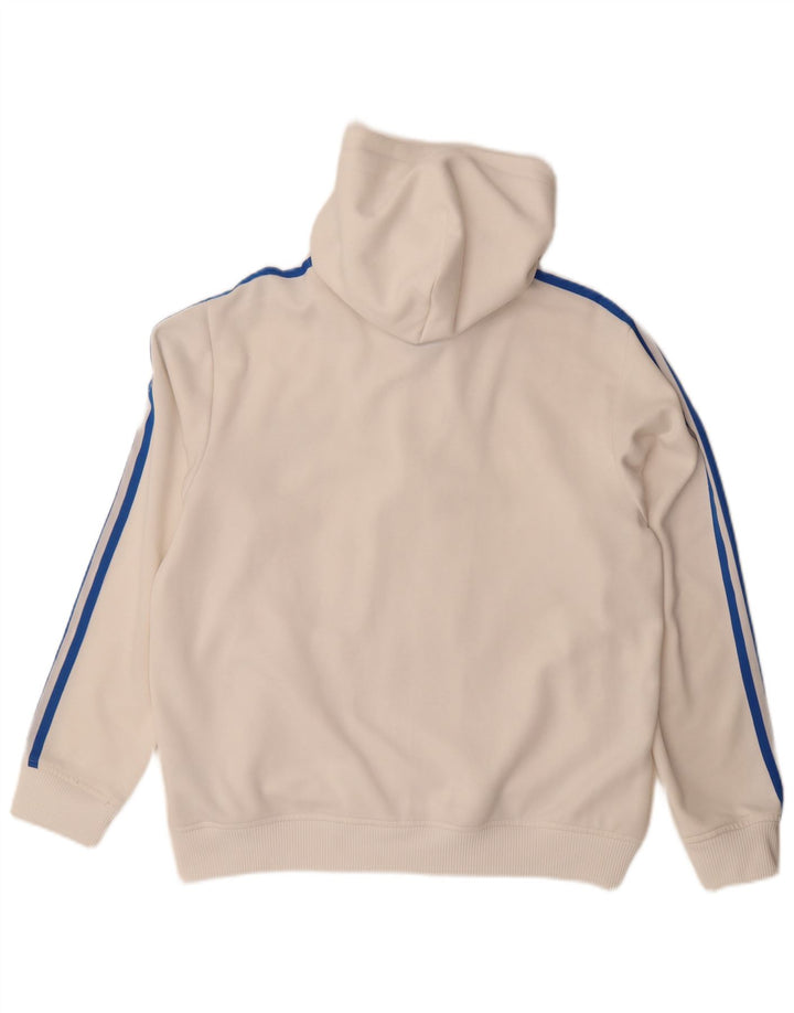 Felpa con cappuccio e zip Adidas da uomo grande in poliestere bianco