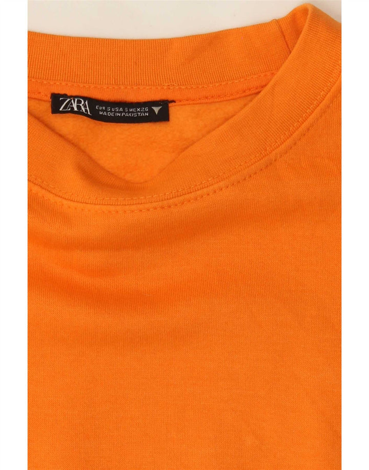 Felpa corta oversize da donna Zara, maglione UK 10, piccola, arancione, in poliestere