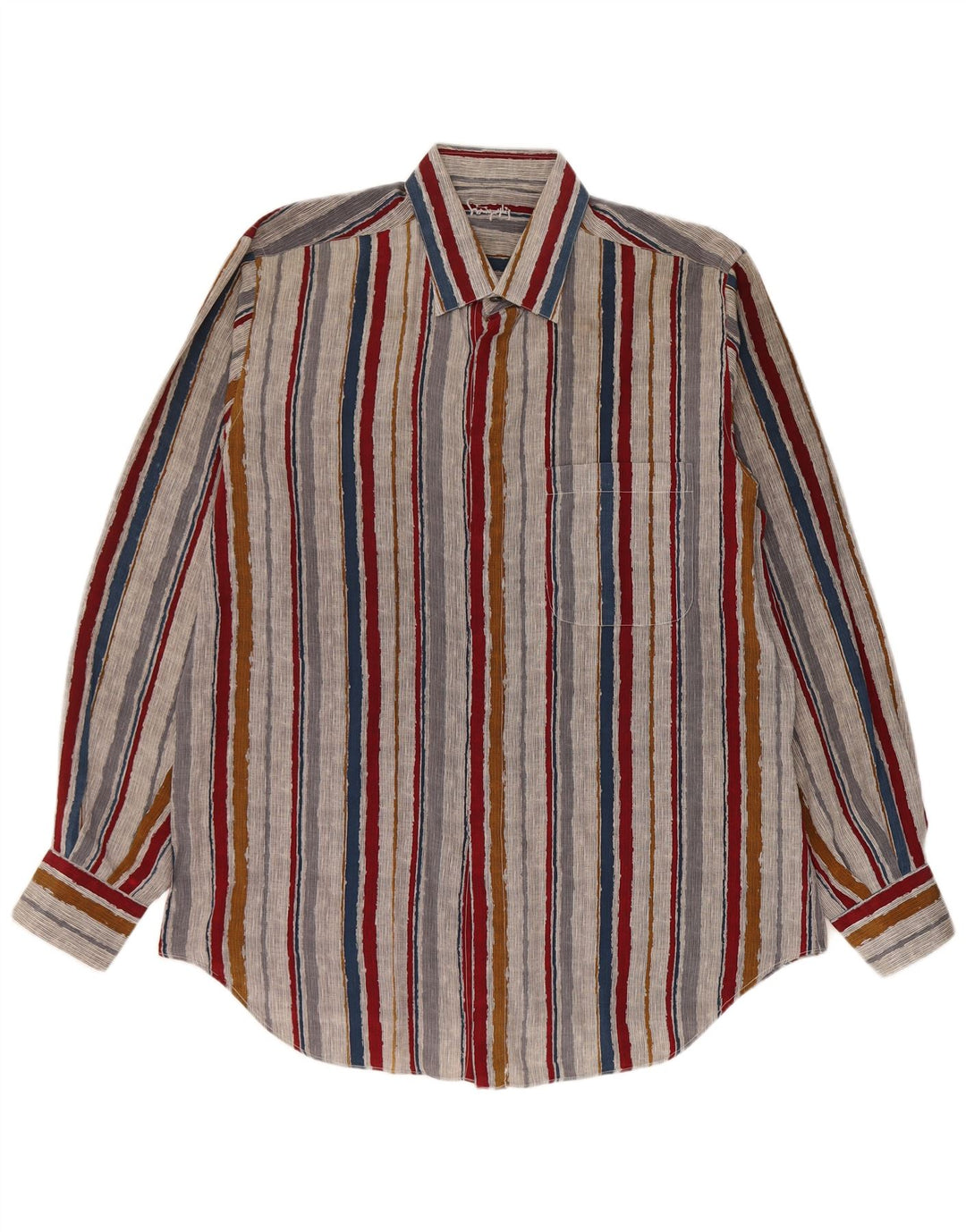Camicia vintage da uomo taglia 42 grande seta a righe multicolori