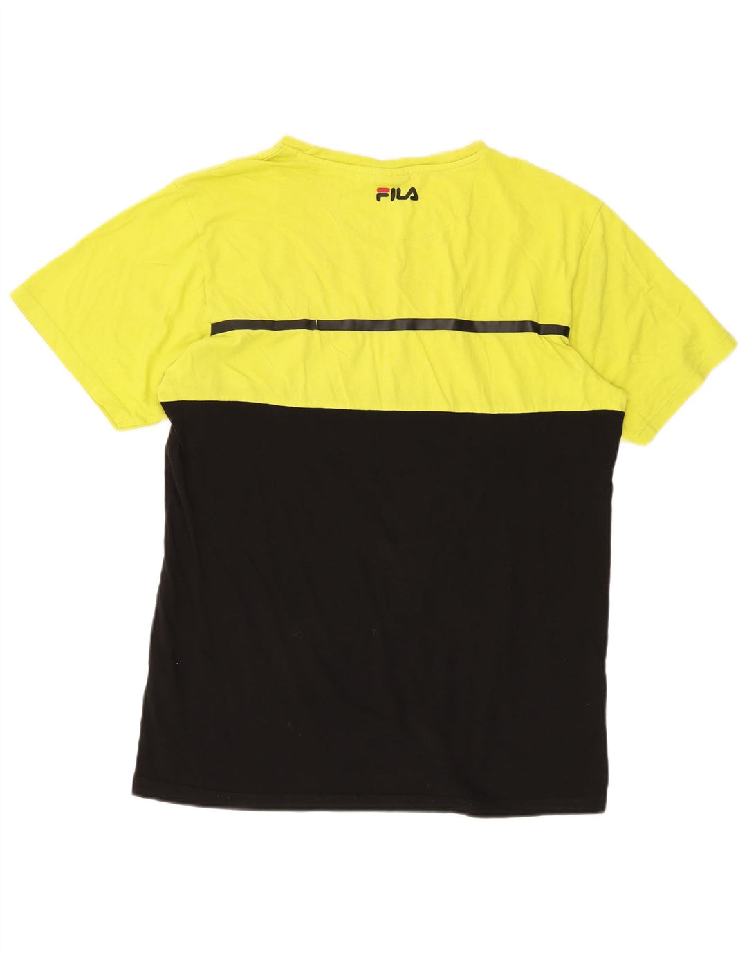 T-shirt grafica da uomo FILA Top XL in cotone color block nero