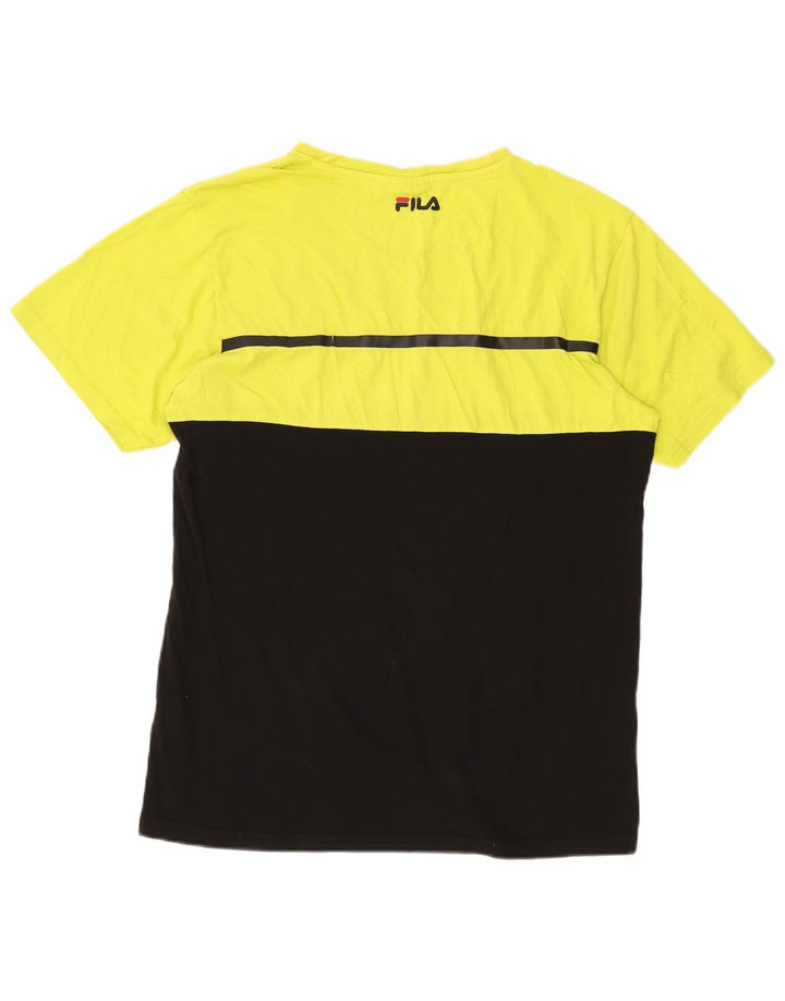 T-shirt grafica da uomo FILA Top XL in cotone color block nero