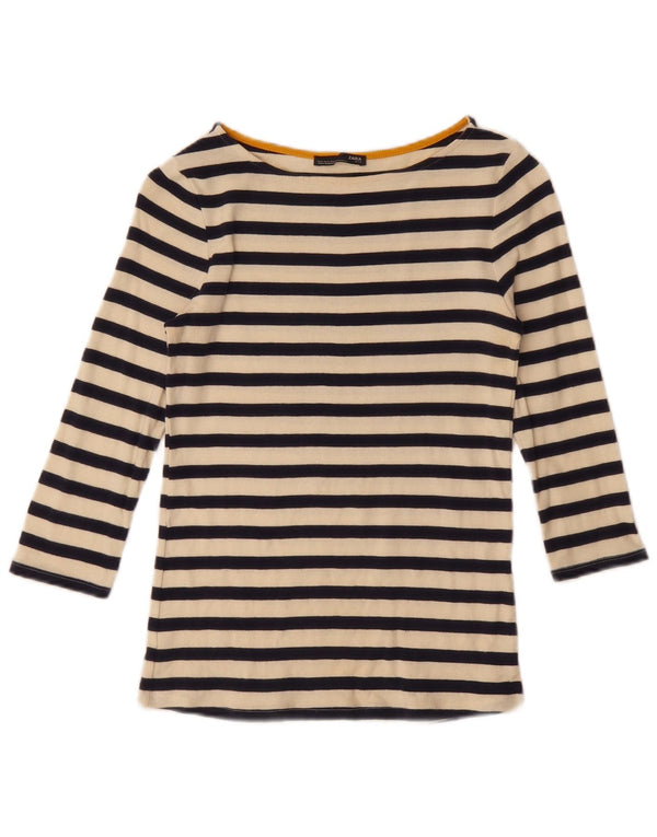 Top Zara da donna con maniche a 3/4 UK 8 Small a righe bianco sporco