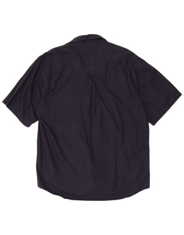 Camicia a maniche corte da uomo Lerros XL in cotone blu navy