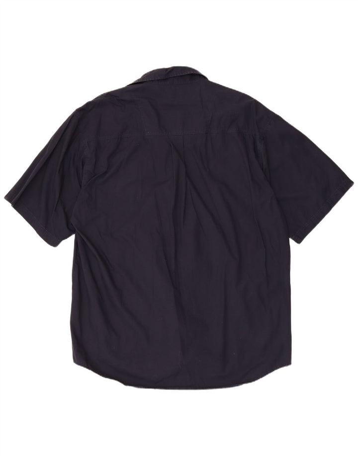 Camicia a maniche corte da uomo Lerros XL in cotone blu navy