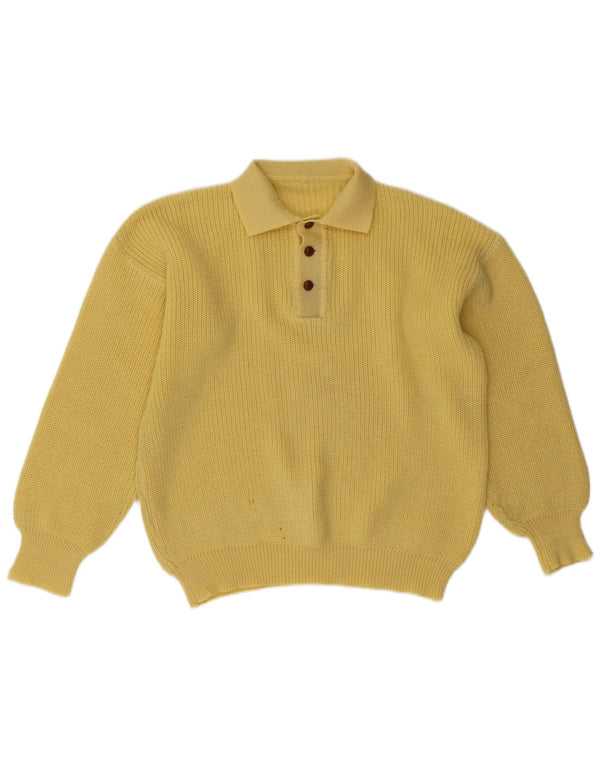 Maglione vintage da uomo con collo alto XL giallo