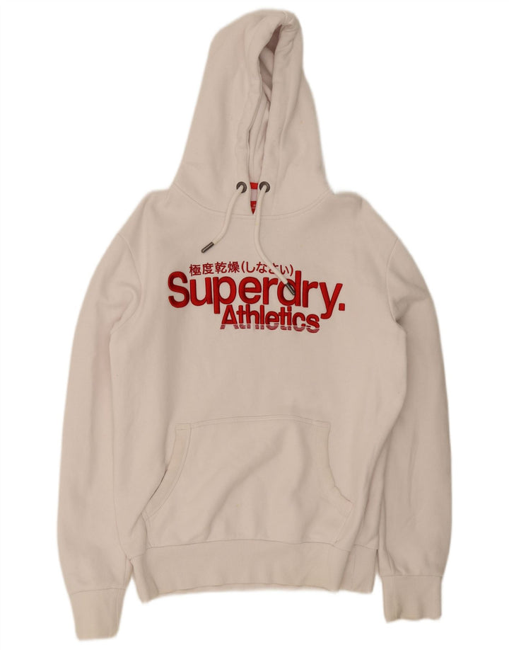 Maglione con cappuccio grafico da uomo Superdry grande in cotone bianco