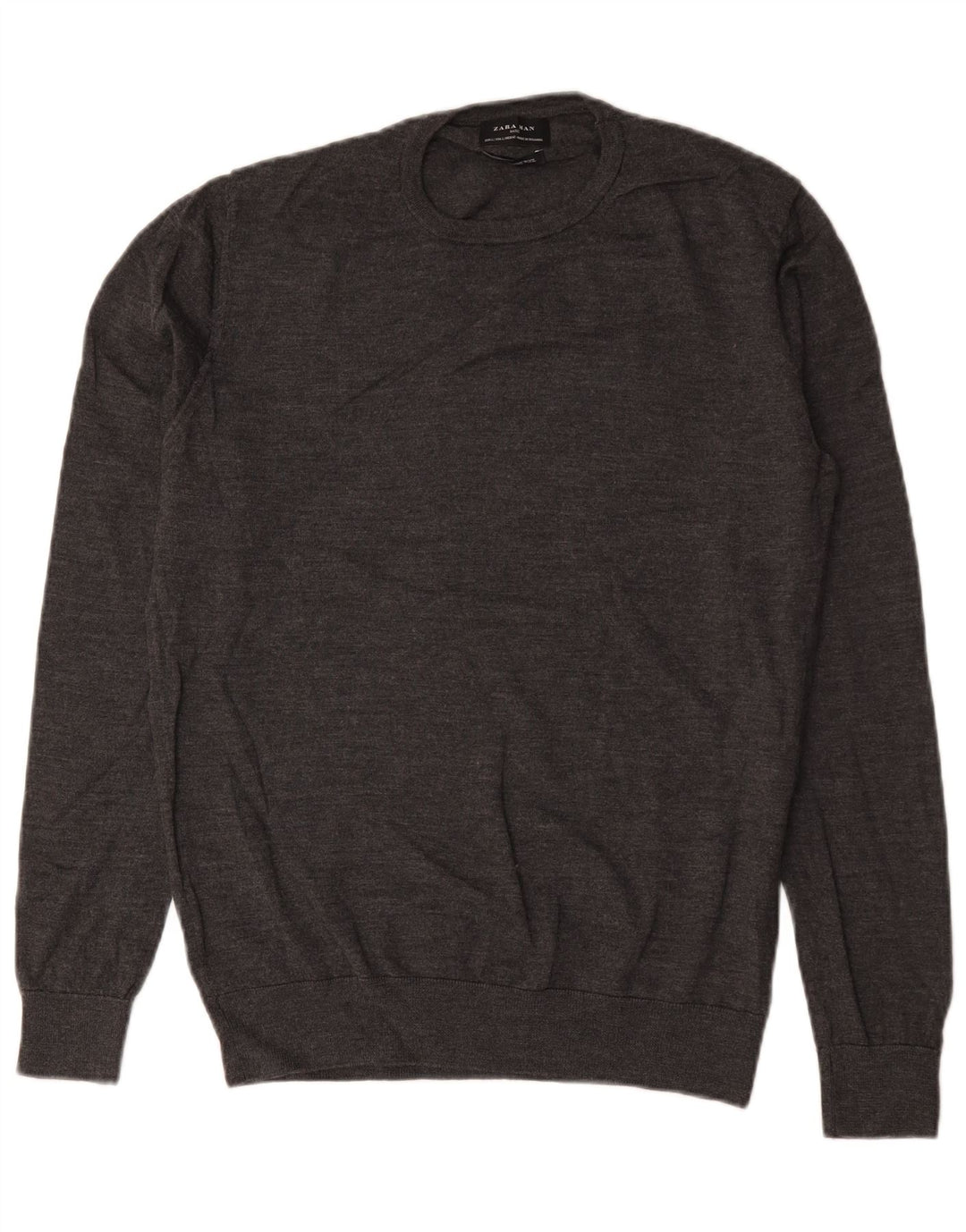 Maglione maglione girocollo da uomo Zara grande in lana grigia