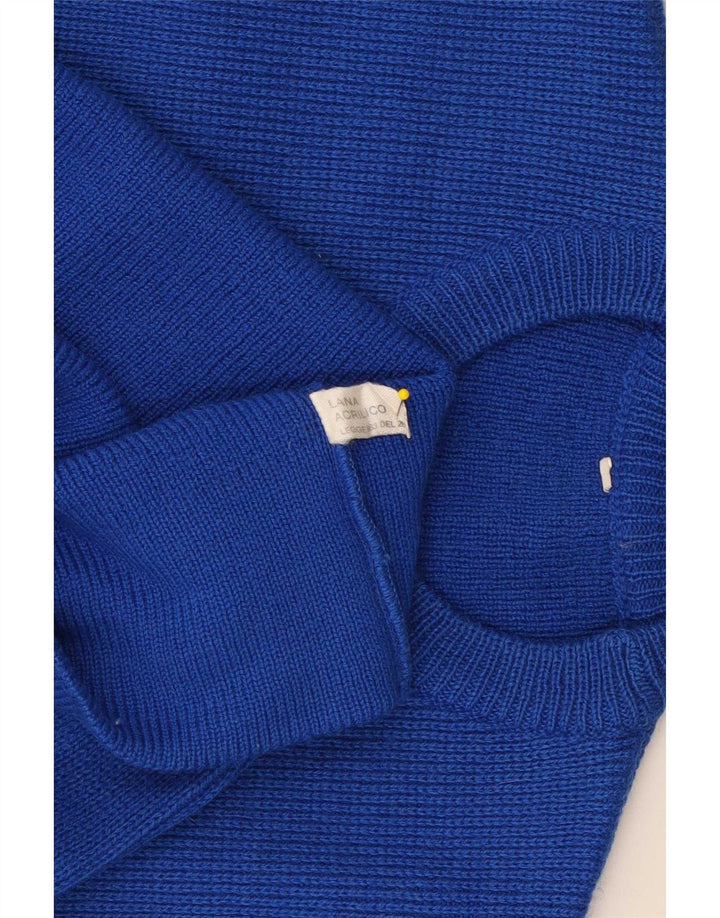 Maglione girocollo da uomo vintage in lana a righe piccole blu